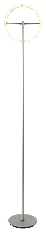 Brightech Halo Split, Modern LED Torchiere Floor Lamp, Platinum Silver
