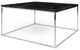 Modern Marble Top Minimal Metal Base Coffee Table, Black Marble/Chrome