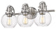 3 Light Retro Modern Clear glass Vanity Bath Fixture, Satin Nickel