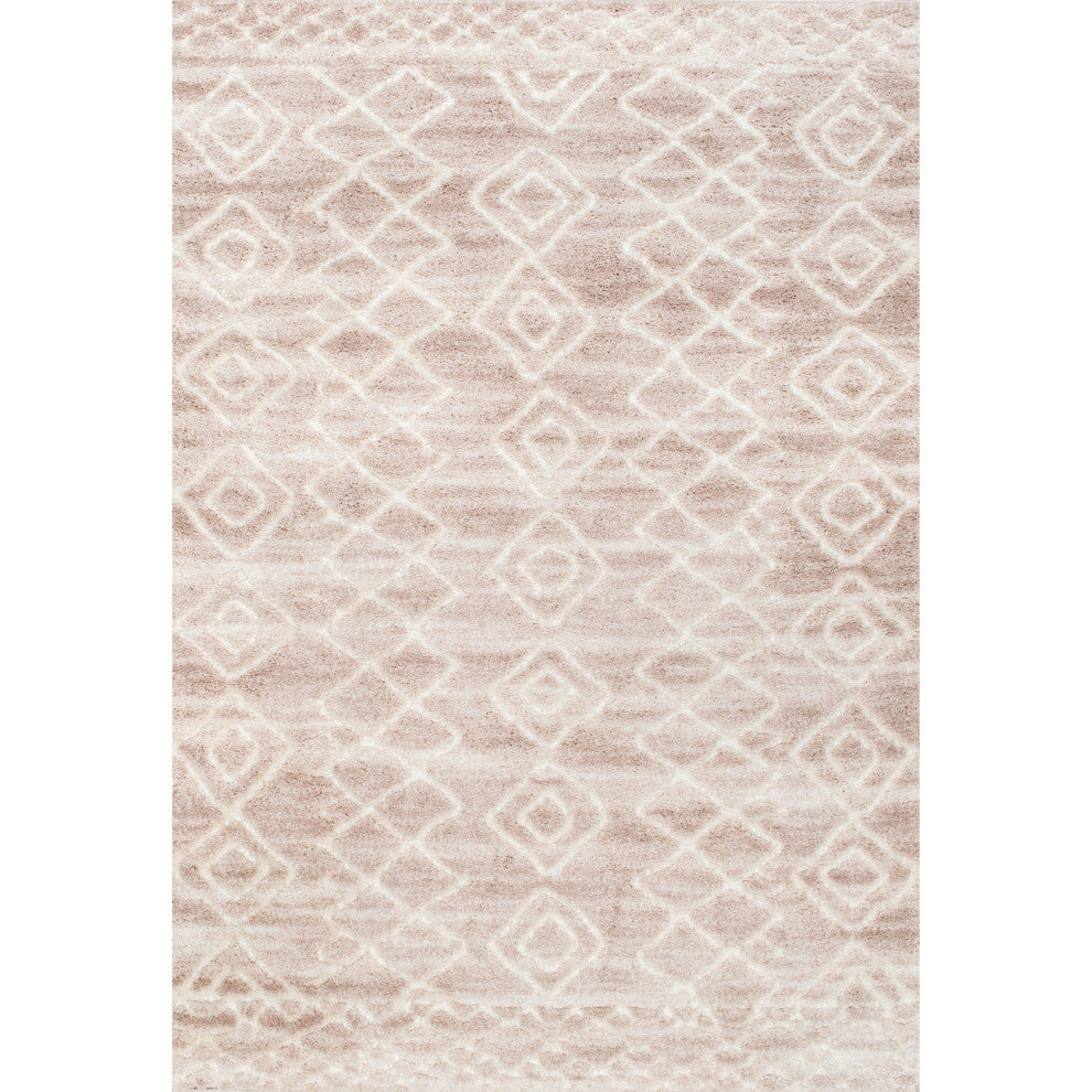 Nuloom Carved Moroccan Diamonds Area Rug, Light Beige 4'x6'