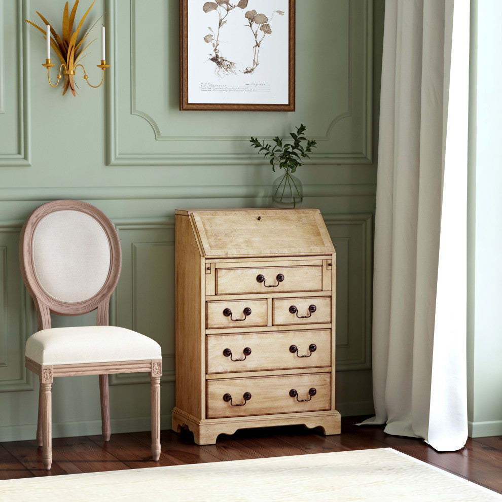 Danforth 5-Drawer Secretary, Antique Beige