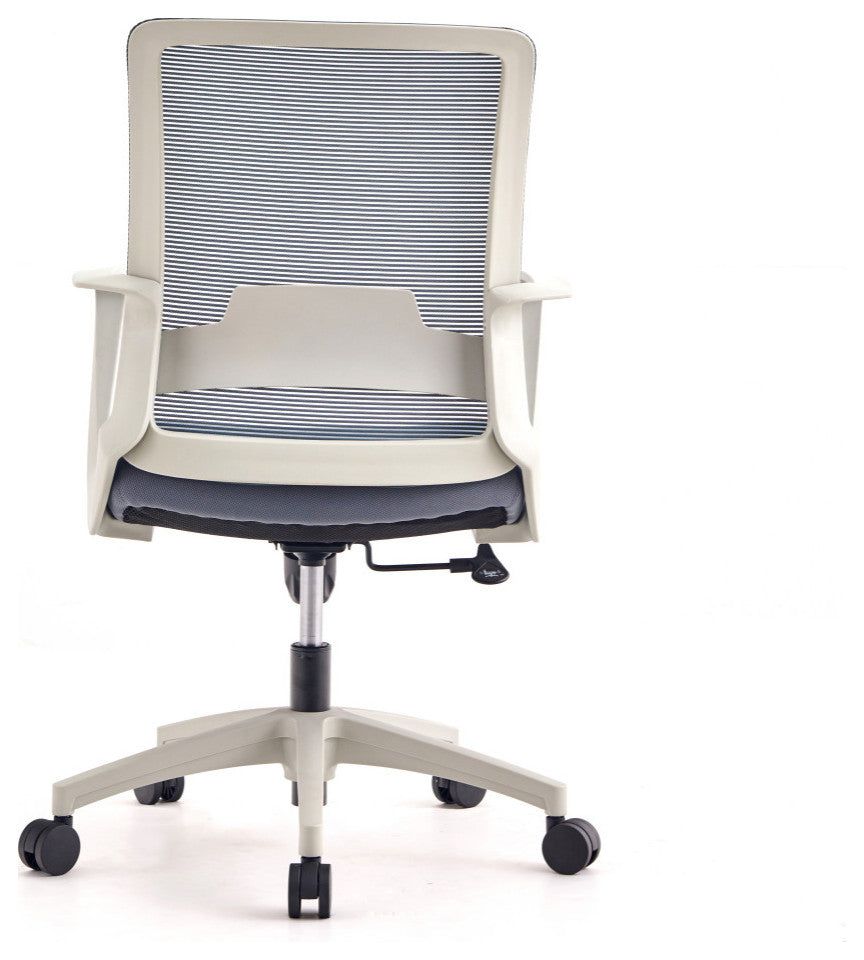 Adelaide Medium Back Revolving Ergonomic Office Chair, Smokey Oak/ White