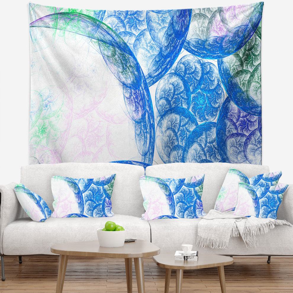 Blue White Dramatic Clouds Abstract Wall Tapestry, 60"x50"