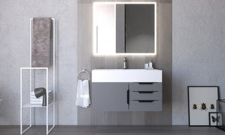 CastelloUSA Alpine 36" Wall Mounted Vanity, Base Only, Gray, Black Handles