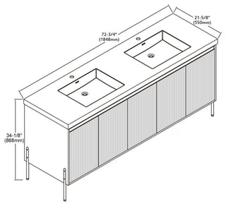 Flutie 72" Bathroom Vanity Kit, White With White Sink
