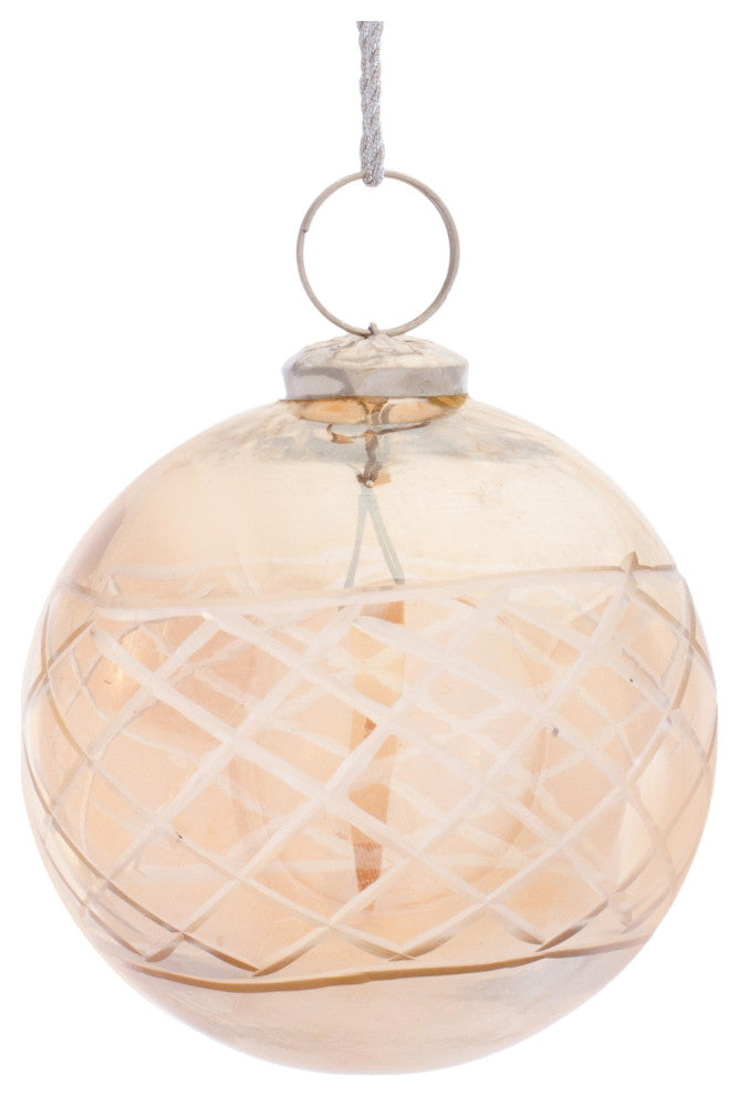 Etched Glass Ball Ornament, Set of 6