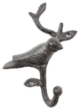 Cast Iron Decorative Bird Hook 6'' - Door Decor - Home Wall Hook