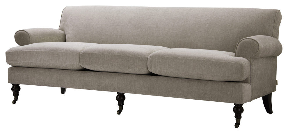 Alana Lawson 88" 3-Cushion Tight Back Sofa, Silver Gray Polyester