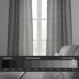 Vega Patterned Linen Sheer Curtain, Vega Charcoal, 50"x108"
