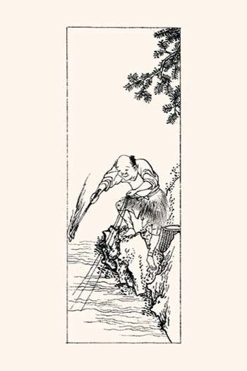 Fishing from the Bank of a River - Fine Art Giclee Print 24" x 36"