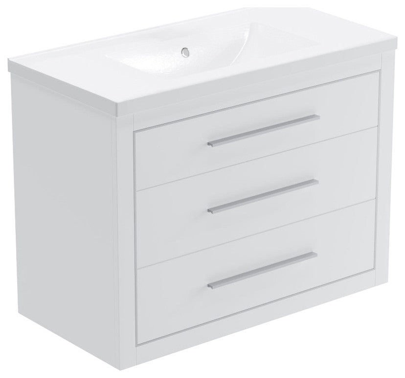 Sherwood 36" Single Vanity Set, White, Chrome Trim, Floating Only