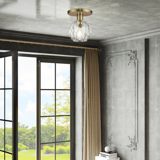 Whitfield 1-Light Natural Brass Crystal Semi-Flush