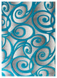 Angie Collection Modern Rectangle 5' x 7' High-Low Pile Swirled Area Rug, Turquo