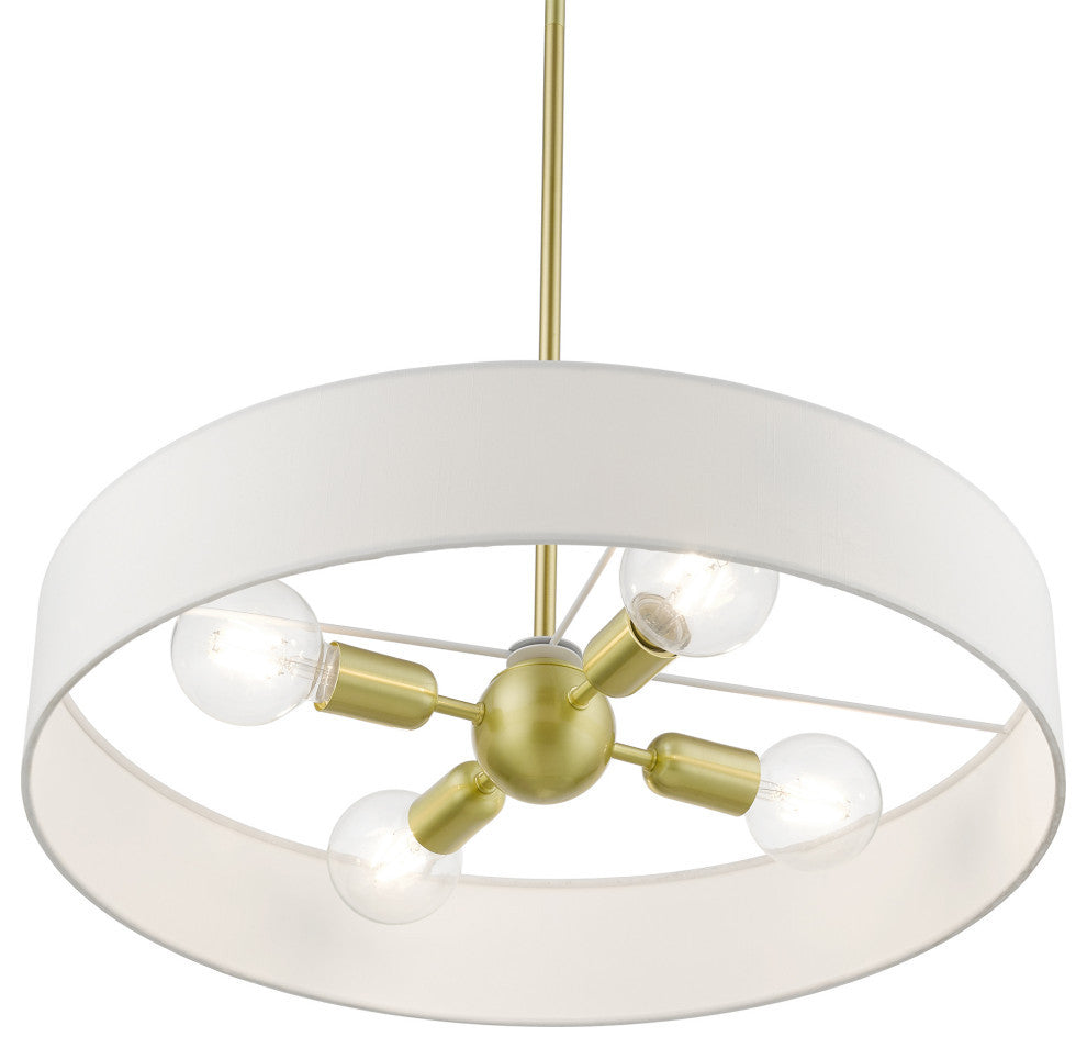 Venlo 4 Light Satin Brass With Shiny White Accents Medium Drum Pendant