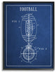 Stupell Industries Football Blueprint Vintage Sports Design, 16"x20", Black