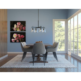 Saffert Collection Four-Light Matte Black Clear Glass Chandelier Light