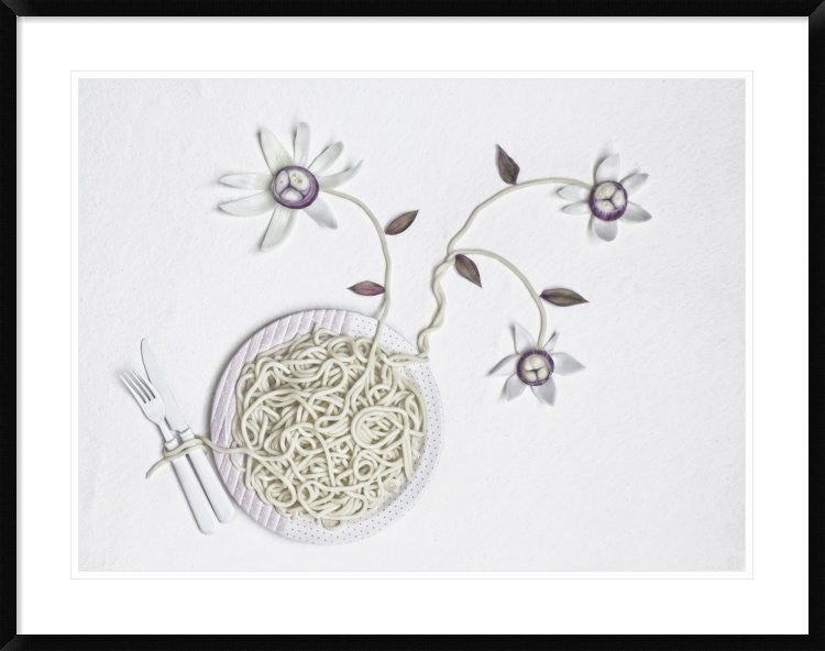 "Bucatini With onion" Framed Digital Print by Dimitar Lazarov, 40x32"