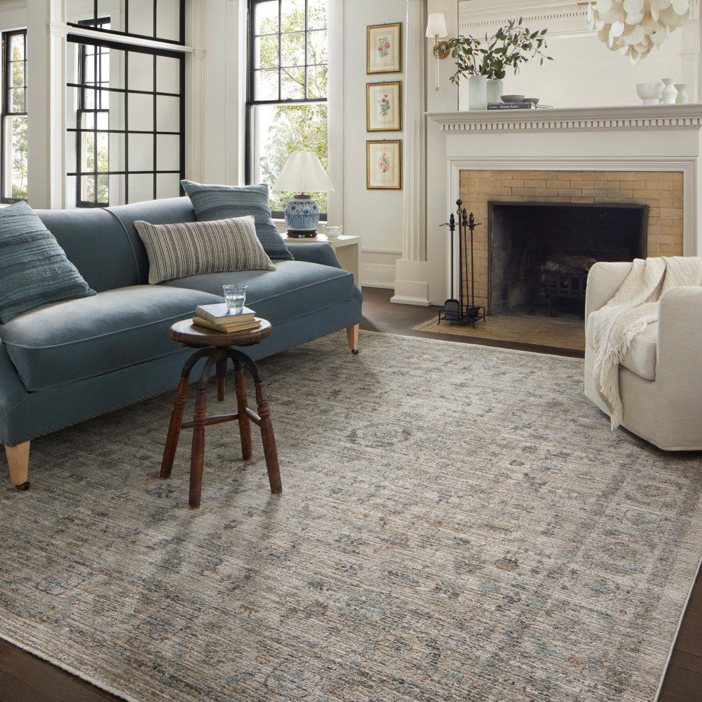 Jean Stoffer x Loloi Katherine Area Rug, Beige / Mist, 2'-7" X 16'-0"