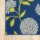 9' X 13' Indigo And Lime Green Floral Indoor Outdoor Area Rug