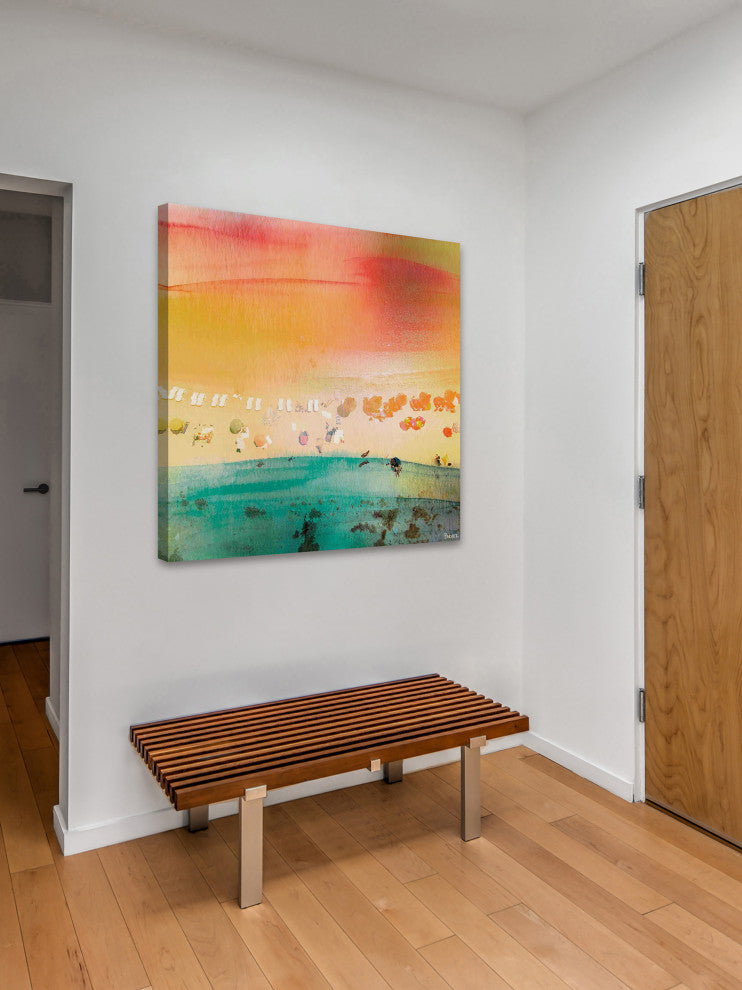 "Dozing on The Beach" Painting Print on Wrapped Canvas, 32"x32"