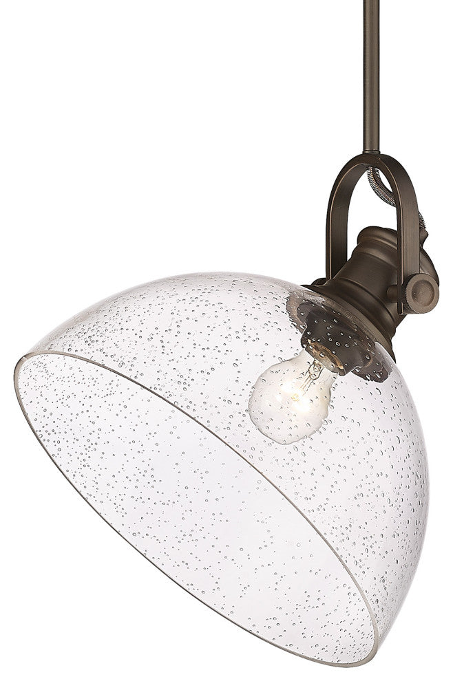 Hines 1-Light Pendant, Rubbed Bronze, Seeded Glass