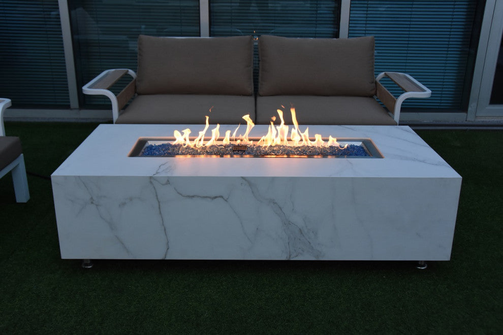 Elementi "œCarrara"? Marble Porcelain Fire Table- Natural Gas