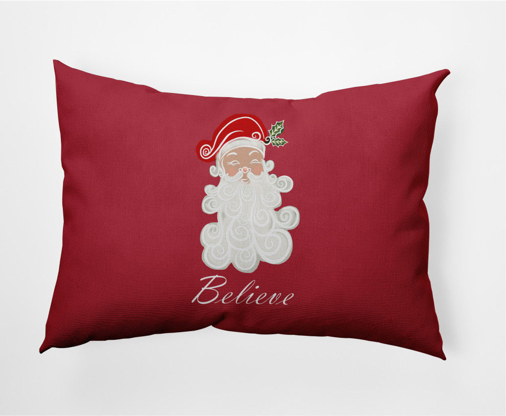 Believe in Santa Decorative Throw Pillow, Muted Red, 14"x20"