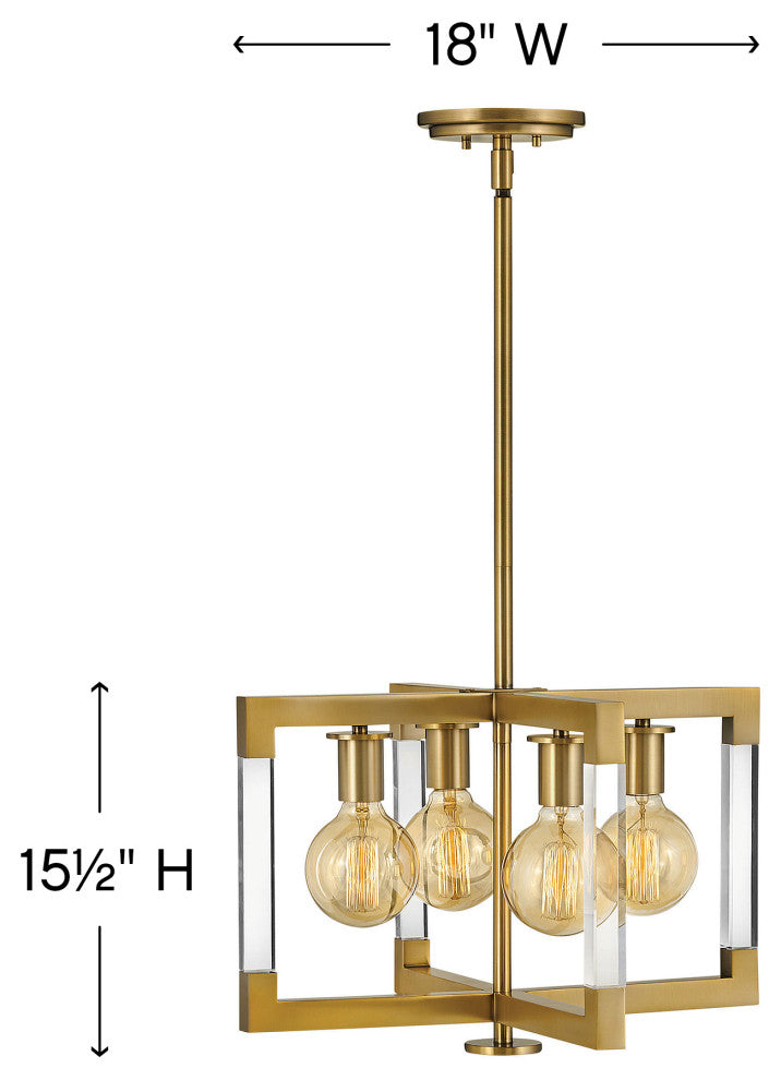 Hinkley Kellen 4-Light Lacquered Brass Semi Flush Mount