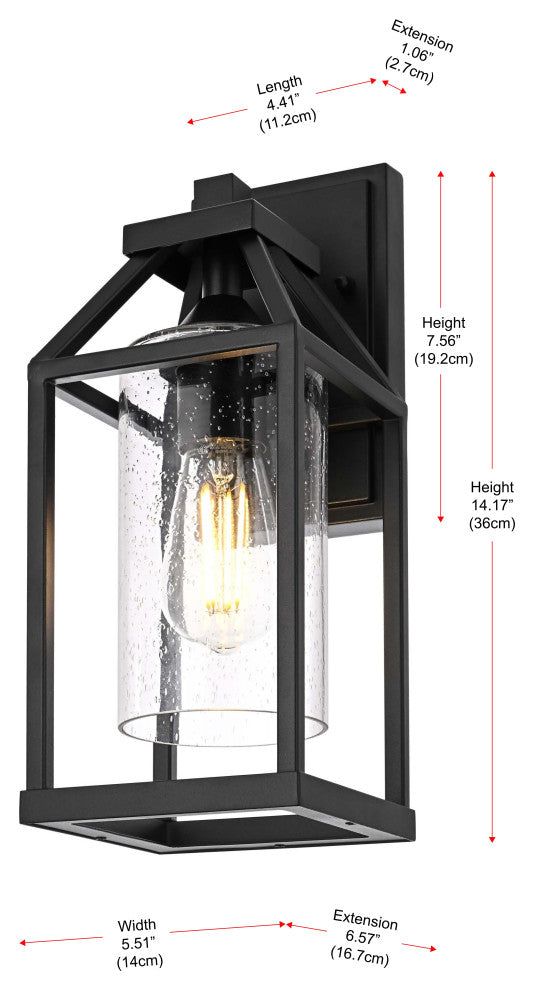 Home Living 14" Outdoor Wall sconce, Black