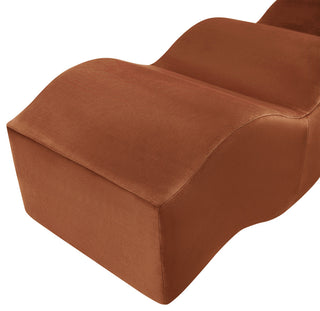 Wave Upholstered Bench, Cognac, Velvet