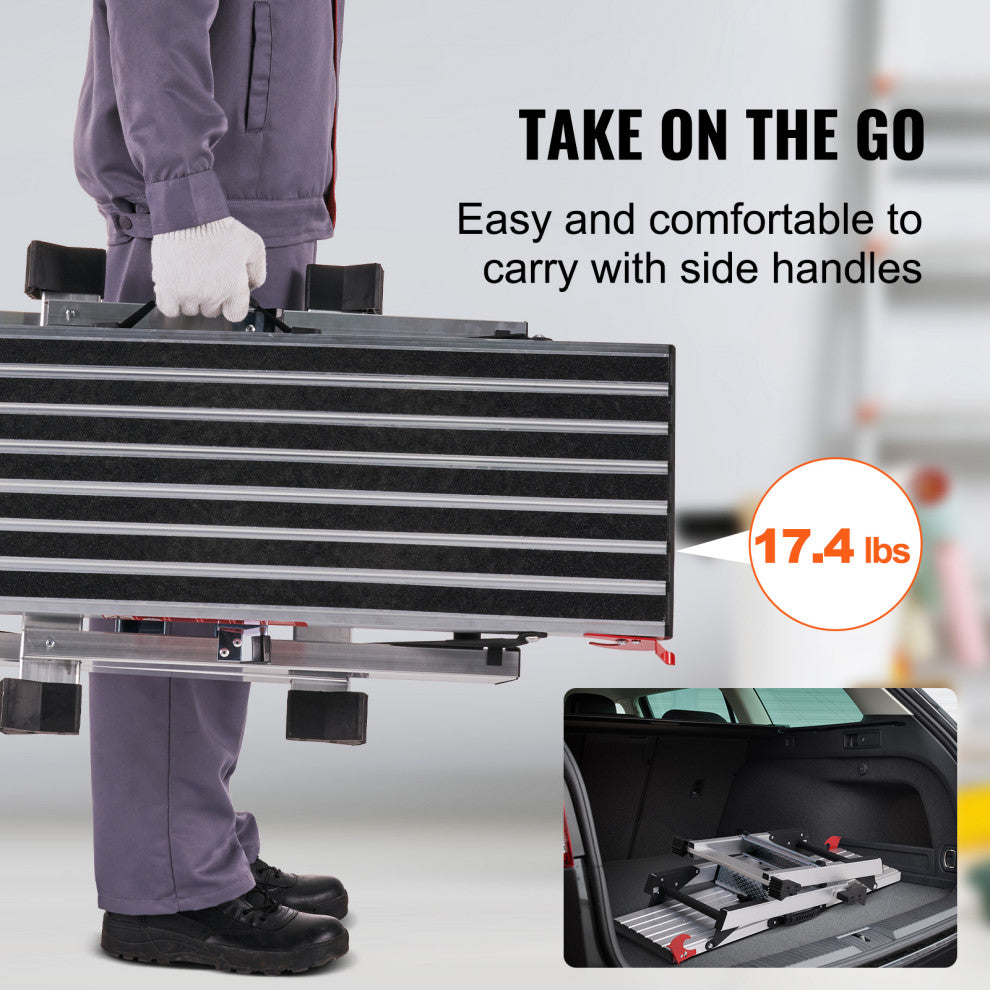 VEVOR Aluminum Folding Work Platform Drywall Ladder 660lbs Non-slip Bench