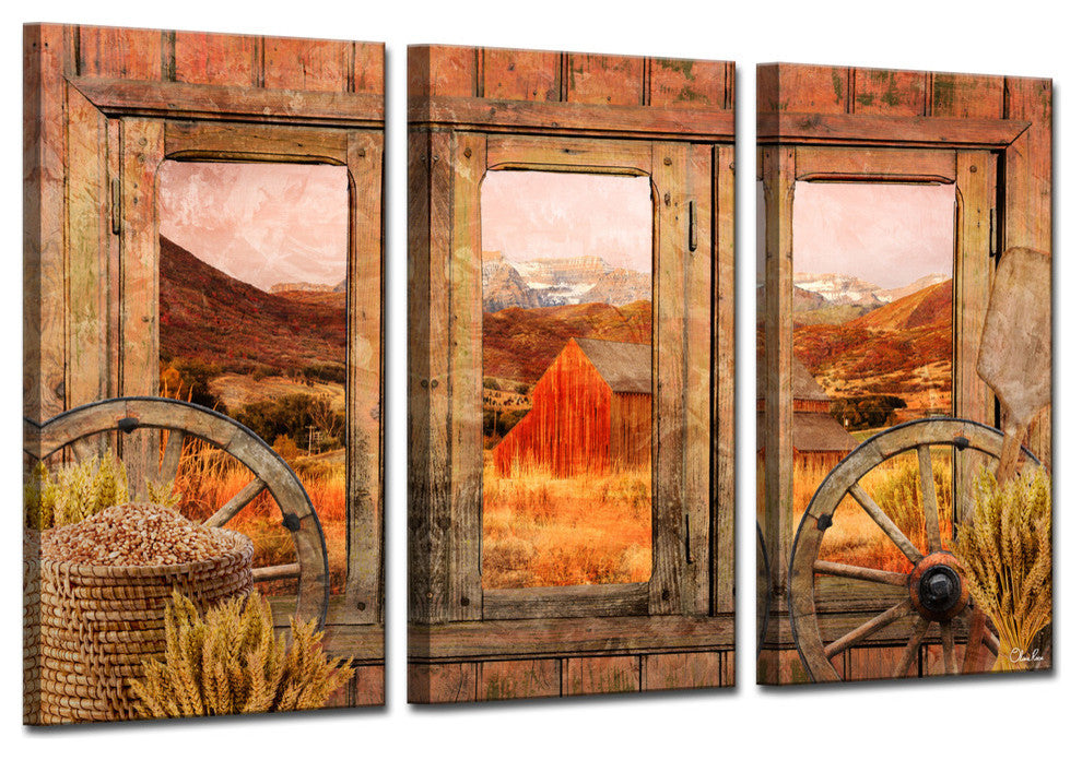 Ready2HangArt Rustic 'Farmhouse' 3-Piece Wrapped Canvas Wall Art Set, 60"x40"