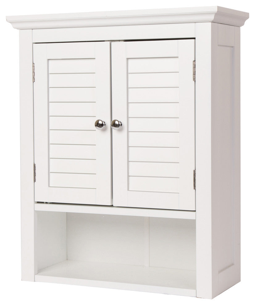 24.1"H Wooden Bathroom Wall Storage Cabinet With Double Doors, White