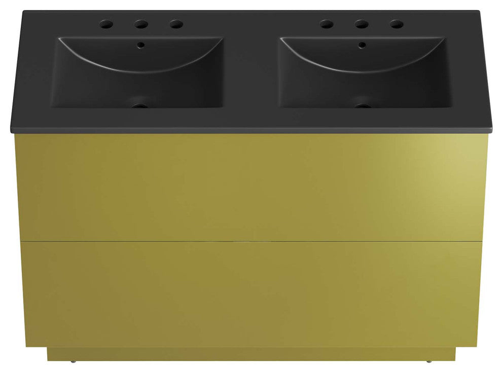 Quantum 48" Double Sink Bathroom Vanity - Black Gold