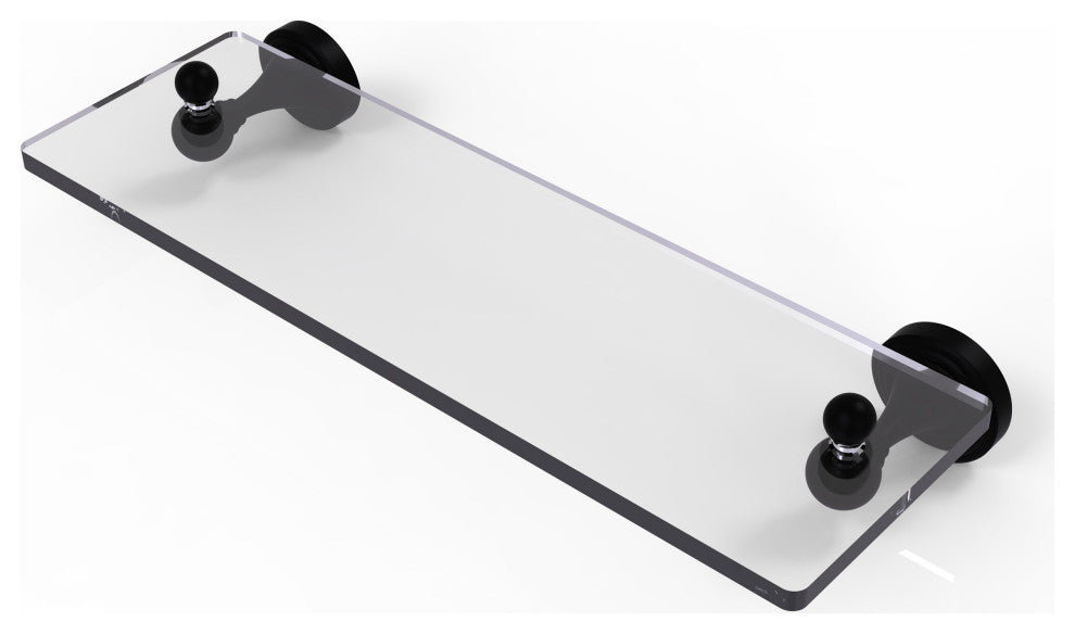 Sag Harbor 16" Glass Vanity Shelf with Beveled Edges, Matte Black