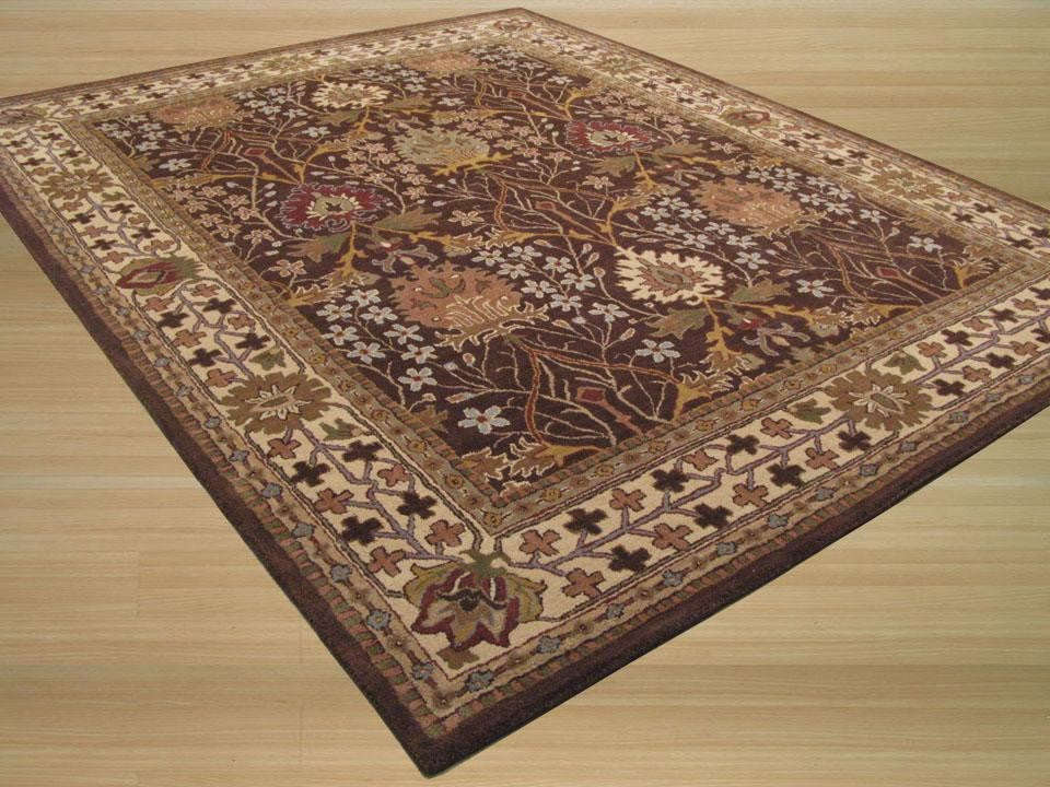EORC Hand-tufted Wool Brown Traditional Oriental Morris Rug, Rectangular 4'x6'