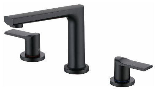 Modern 2-Handle Widespread Deck Mounted Bathroom Sink Faucet, Black