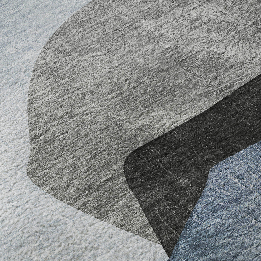 Premium Machine Washable Mayfield AMF547 Blue 8' x 8' Round Rug
