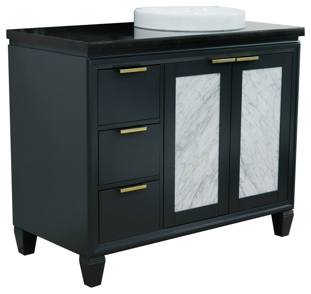 43" Single Vanity, Dark Gray Finish With Black Galaxy