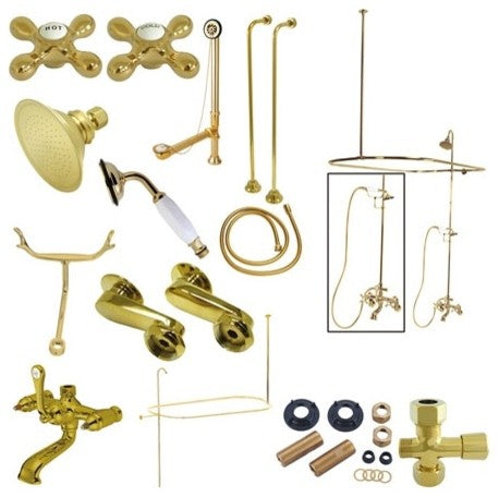 Kingston Brass Clawfoot Tub Faucet Package, Polished Brass