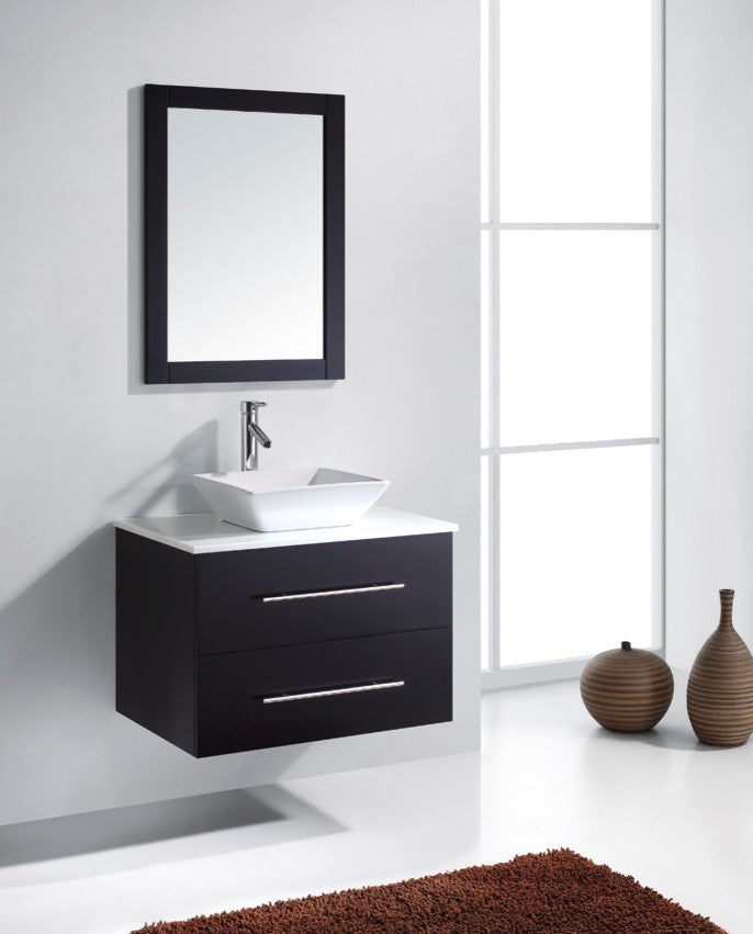 Marsala 29" Single Bathroom Vanity Set Espresso, Engineered Stone Countertop