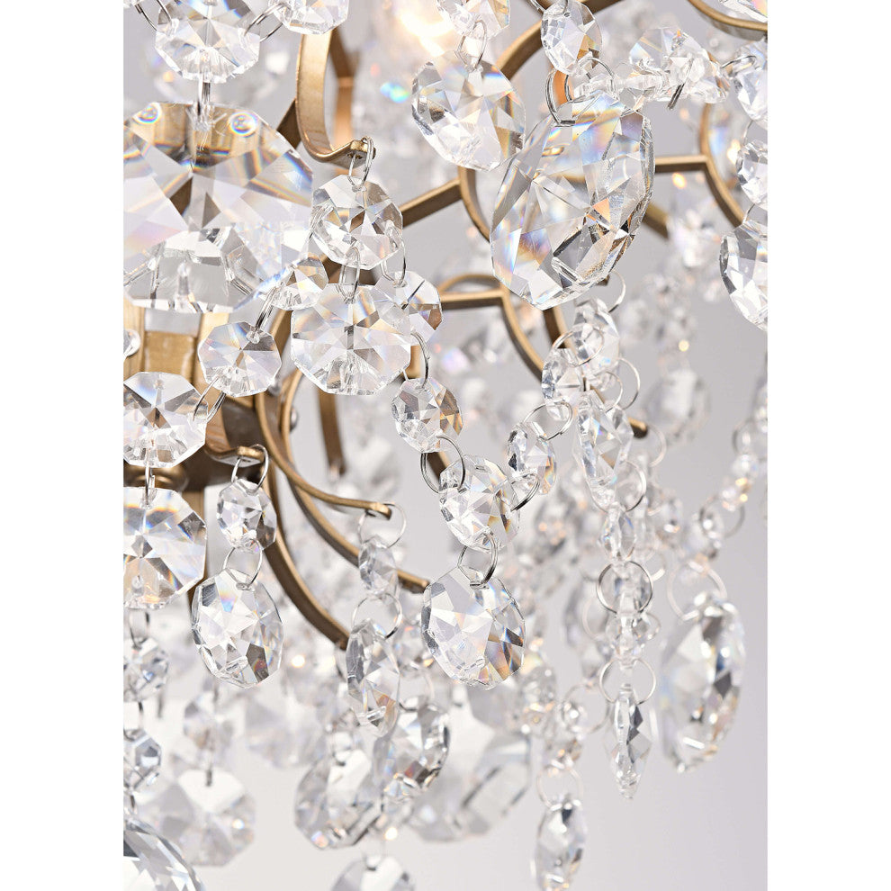 Belle Indoor 3-light Brushed Brass Crystal Chandelier