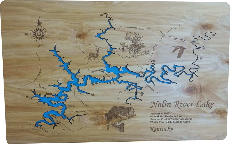 Nolin River Lake, Kentucky-Wood Lake Map, Medium Standout