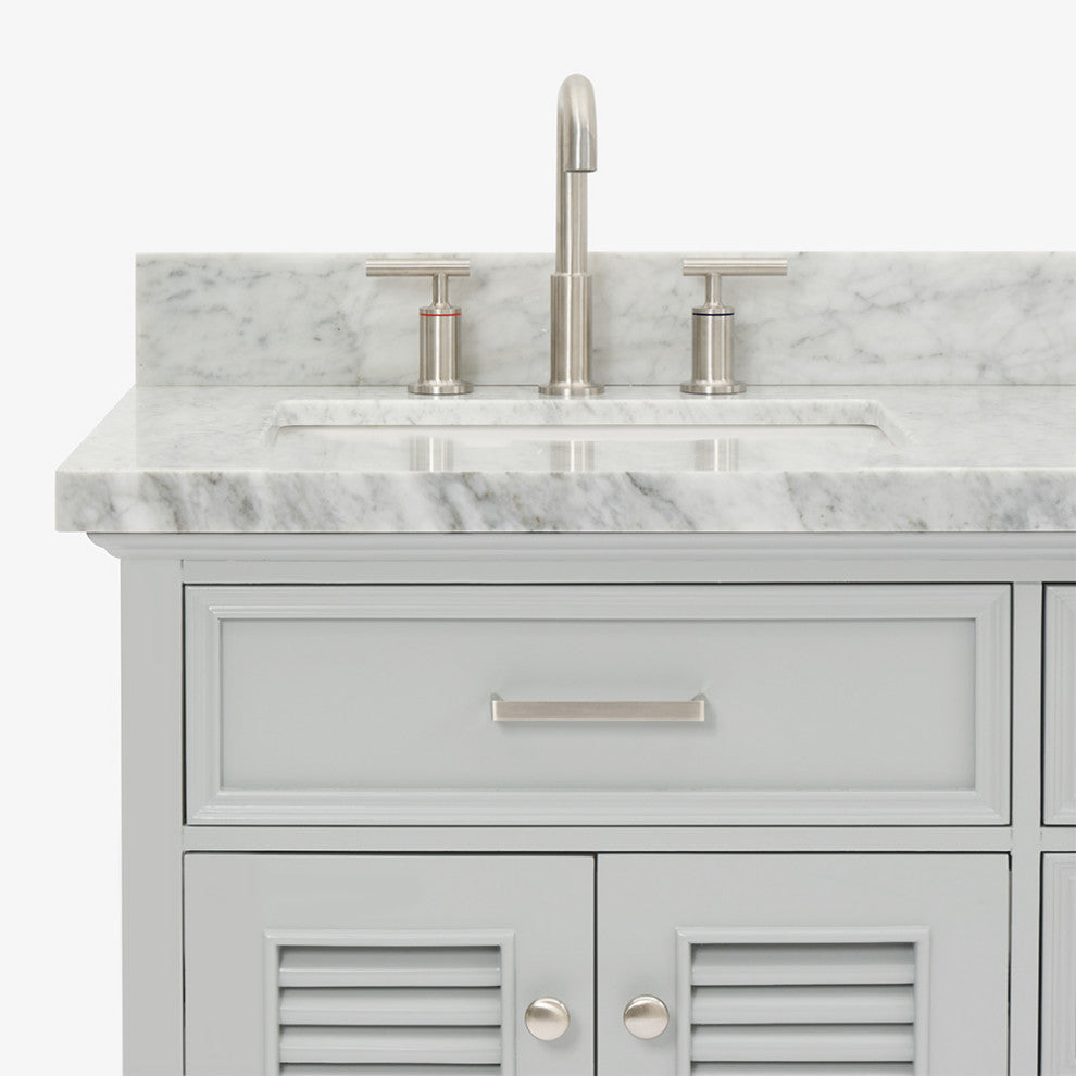 Kensington 37" Bath Vanity With Marble Top, Carrara White/White Basin