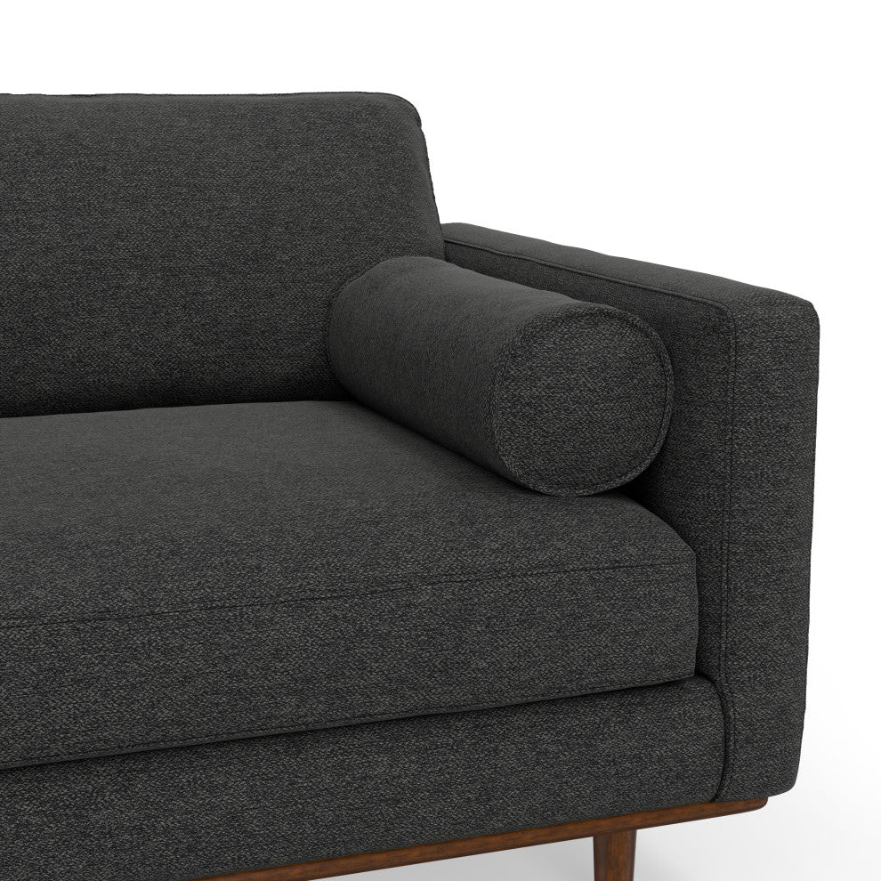 Morrison Mid Century Left Sectional Wide Sofa Tightly Woven Performance Fabric, Charcoal Grey