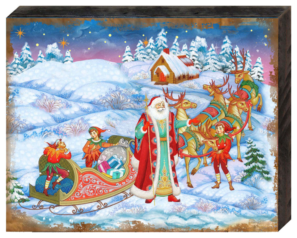 Bellowed Carrier Santa Wooden Wall Art, Oversized, 48"x36"