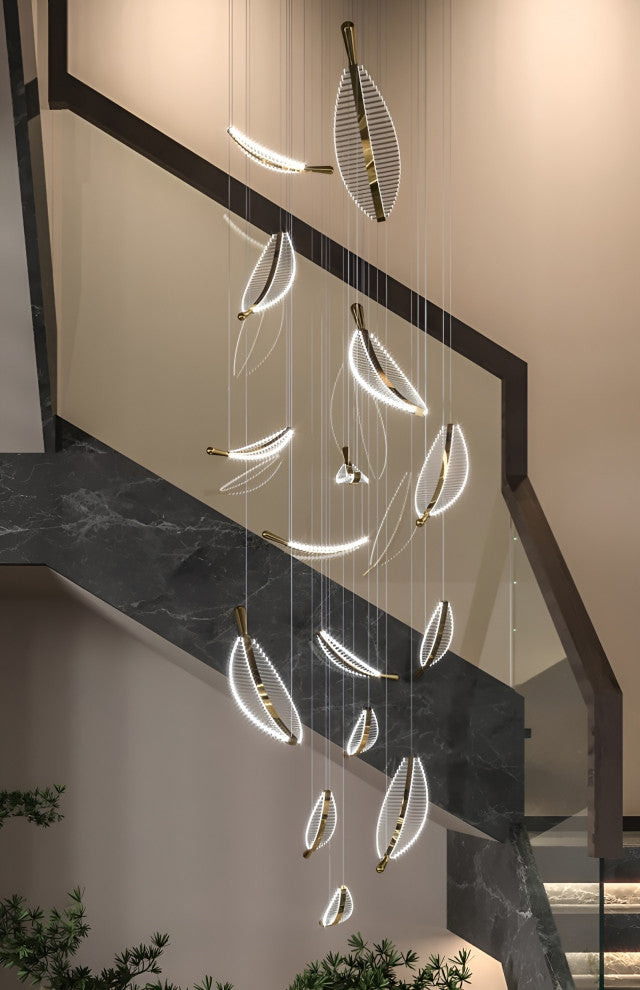 Cagnes-sur-Mer | Crystal Gold Leaves Pendant Chandelier, 10 Leaves