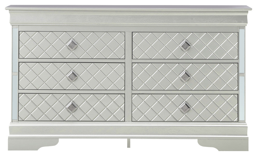 Verona 6-Drawer Dresser, Silver Champagne