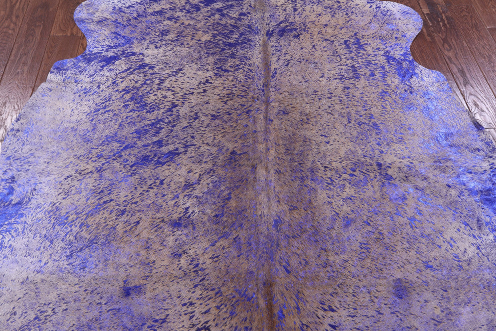 Blue Metallic Cowhide Rug 6' 8" X 6' 6" C2143