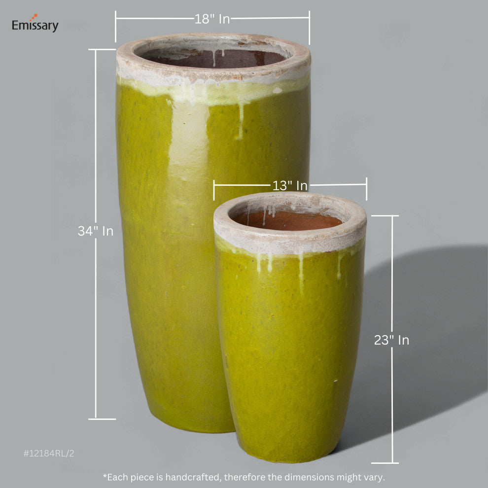 Tall Round Pot Lg  Reef/Lime 18X35.5"H